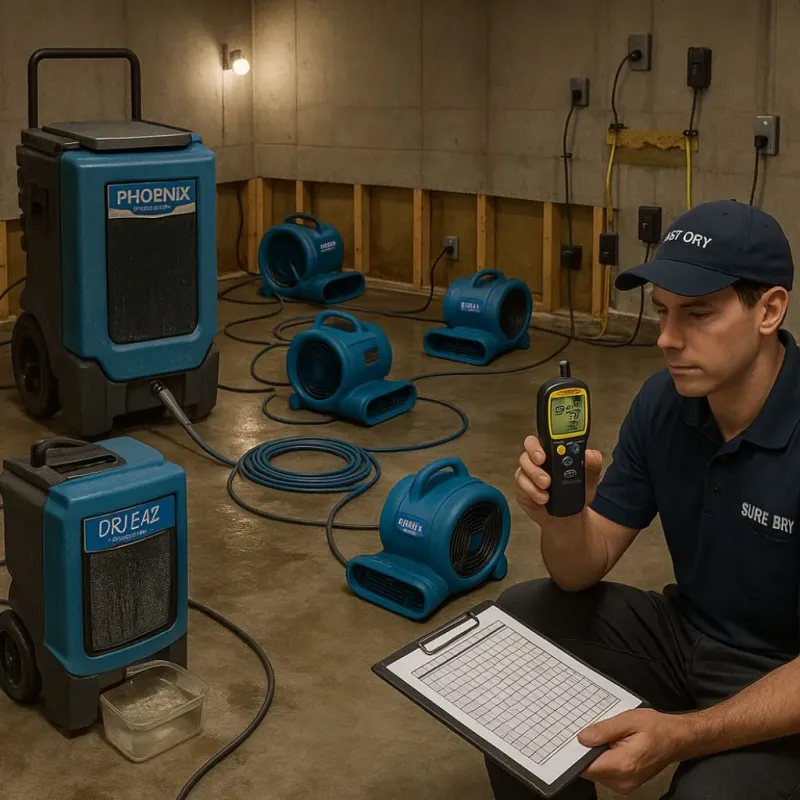 Structural Drying and Dehumidification process in Zebulon, NC